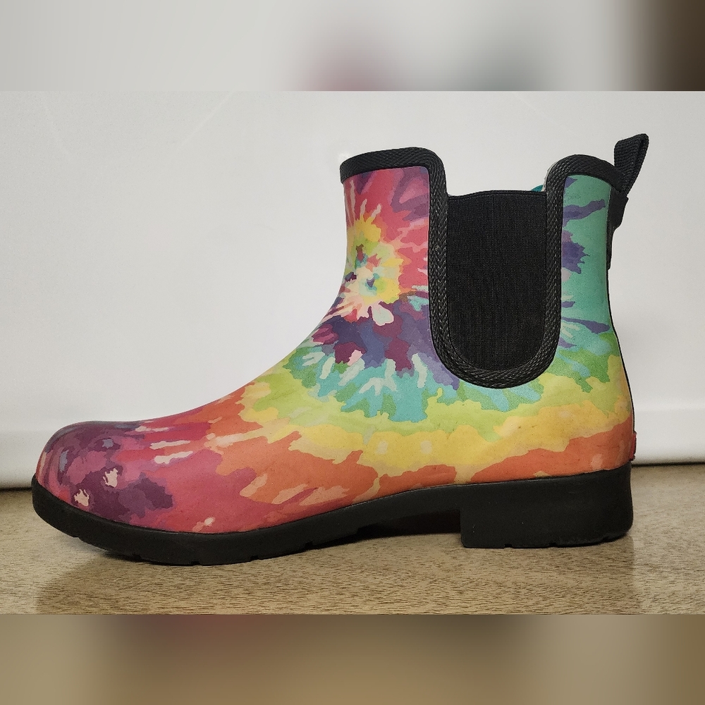 Chooka Short Rainboots Rainbow Tie-Dye Sz 9 - Picture 4 of 9